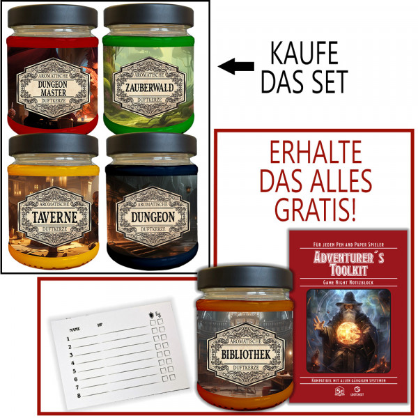 Duftkerzen Abenteurer Bundle 4er-Set + GRATIS Extras