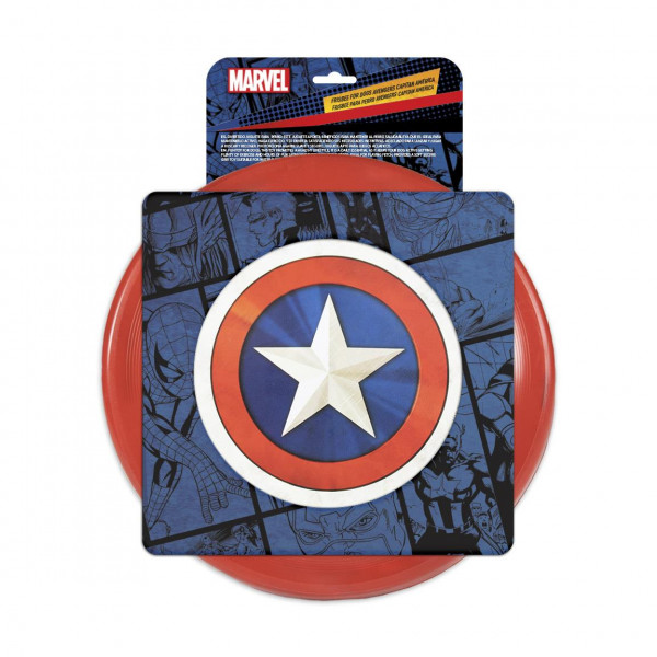 Marvel Frisbee aus elastischem Gummi, auch als Spielzeug für Hunde geeignet. Die Captain America Frisbee hat einen Durchmesser von ca. 23cm