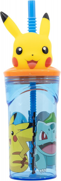 Pokemon - Trinkbecher mit 3D Kopf und Strohhalm