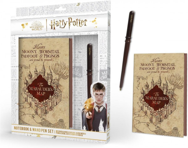 Harry Potter - Schreibset - Notizbuch &amp; Zauberstab-Stift